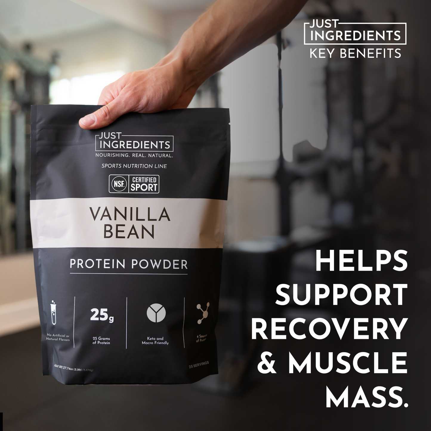 JUST INGREDIENTS Protein Powder, 20 Servings, Supports Muscle Recovery & Energy*