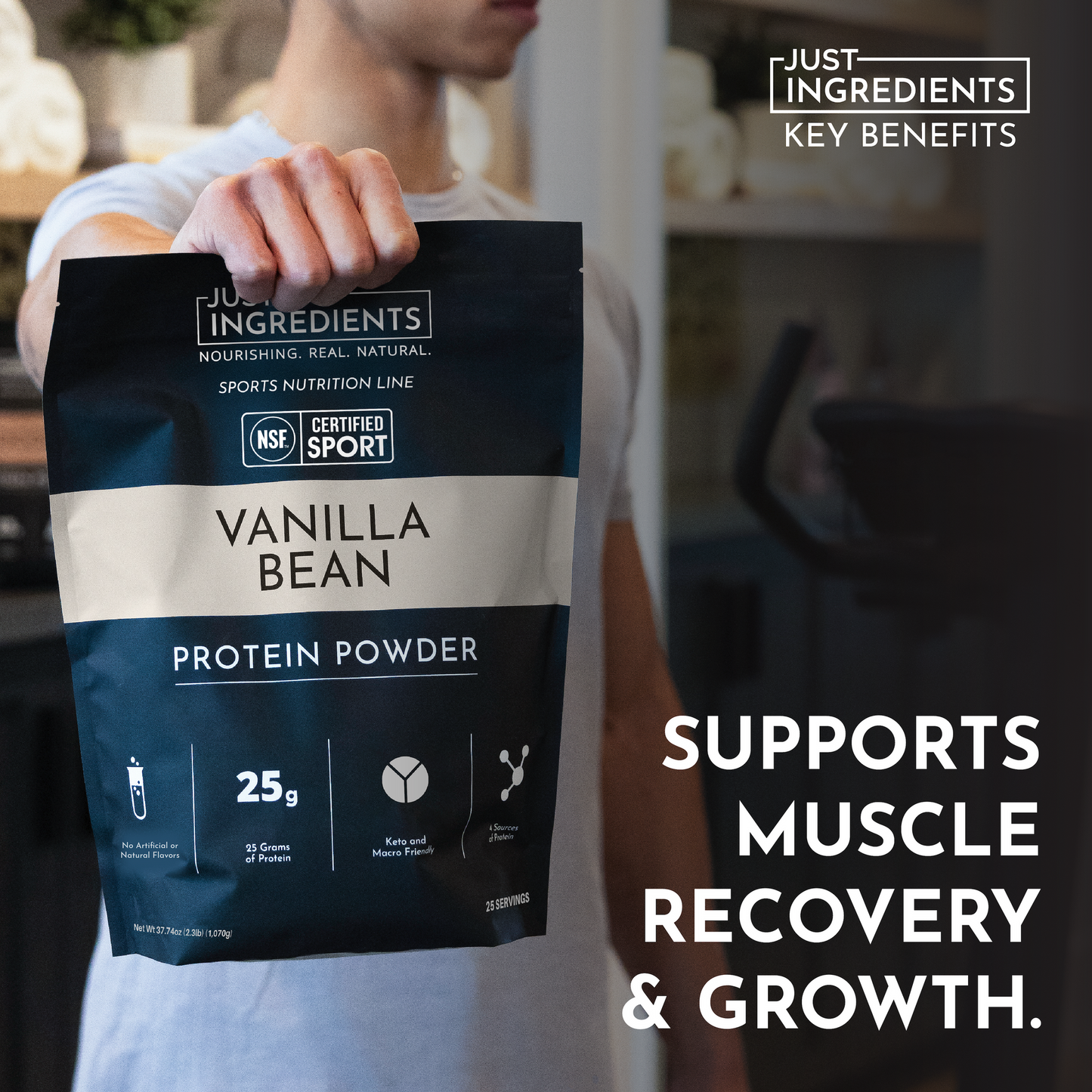 JUST INGREDIENTS Protein Powder, 20 Servings, Supports Muscle Recovery & Energy*