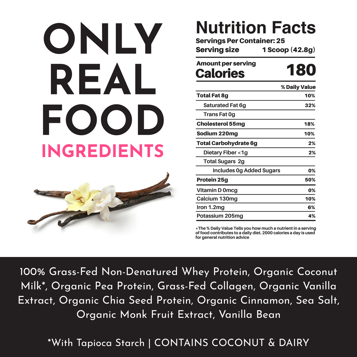 JUST INGREDIENTS Protein Powder, 20 Servings, Supports Muscle Recovery & Energy*